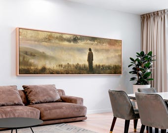 Watching Over the Valley Canvas Wall Art | Watchful Soft Olive Christian Living Room Decor