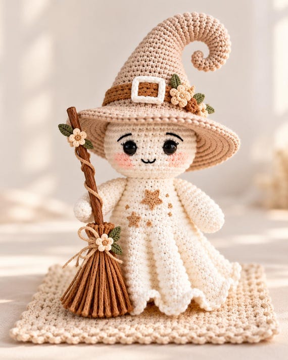 Crochet Witch Ghost Amigurumi Pattern | Halloween Amigurumi PDF (Instant Download)