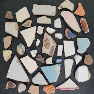 Tumbled Beach Finds - 41 Pieces of Beach Pottery - Craft Supplies