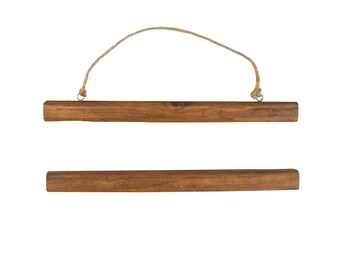 Wooden Magnetic Hanger - DIY Wall Chart, Poster, Print, Fabric - Set of 2 magnetic wooden batons with hanging jute - Alternative to frames