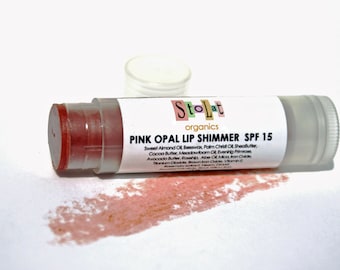 Natural sheer lip balm / lip tint - Pink Opal Lip Shimmer SPF 15