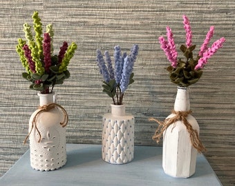 Felt Flowers in Vase Felt Lavender Small Floral Arrangement Includes Vase