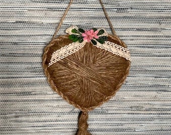 Rustic Heart Wall Hanging Twine Jute Ornament