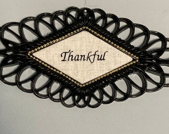 Thankful Embroidered Sign Handmade Gift