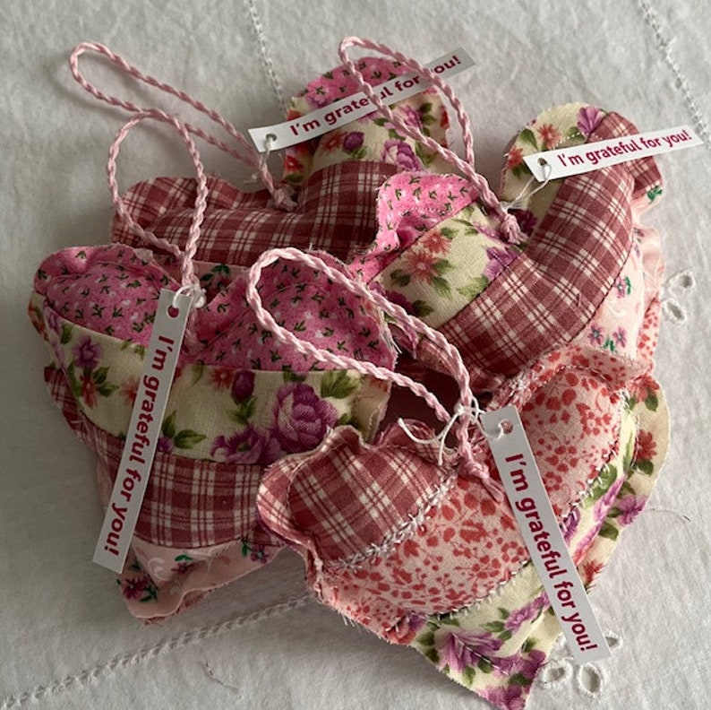 Grateful Heart Gift Set Scrappy Quilted Thank you Gift Set of 4 Pinks image 2