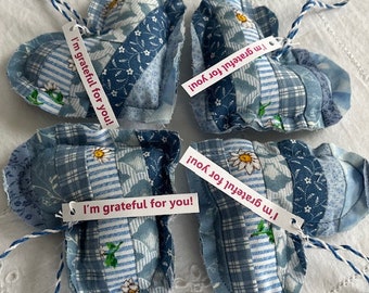 Grateful Heart Gift Set Scrappy Quilted Thank you Gift Set of 4 Blues