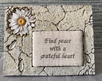 Find Peace with a Grateful Heart Embroidered Sign