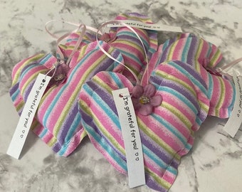 Grateful Hearts Gift Set set of 4 Thank You Gift Glitter Pastel Stripes