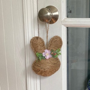 Rustic Bunny Door Hanger Twine Jute Bunny Easter Bunny Rustic Bunny Rabbit Head