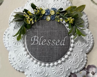 Blessed Sign, Embroidered Sign, Wall art