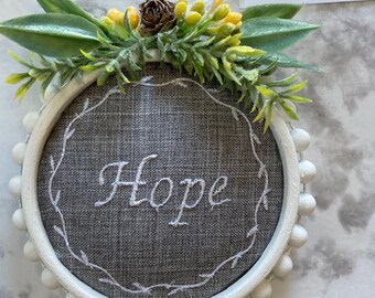 Hope Embroidered Wall Art Bamboo Frame Ornament