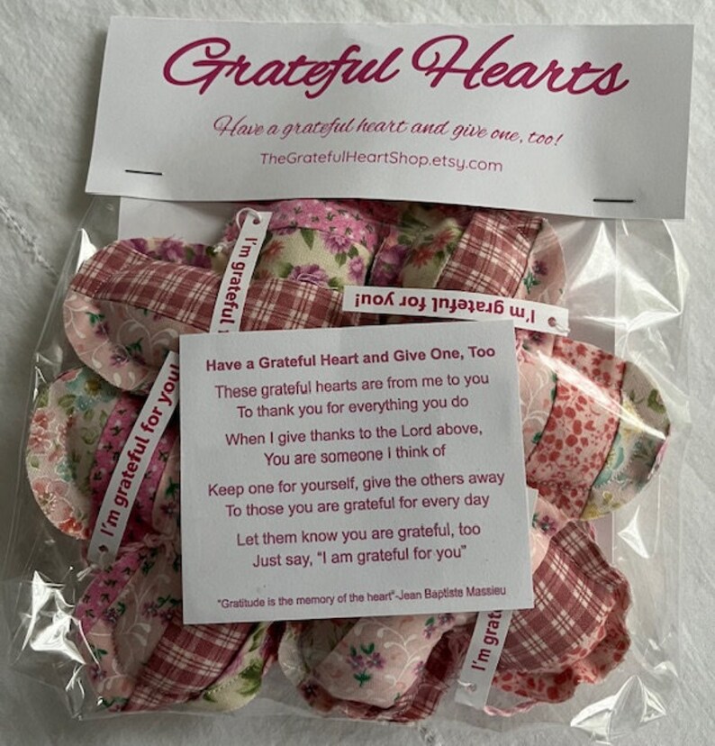 Grateful Heart Gift Set Scrappy Quilted Thank you Gift Set of 4 Pinks image 6