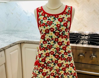 X-Sm 0-3 Cross-back Apron Pinafore Apron No Ties on Apron Great Baking Apron Beautiful Floral Canvas Apron - Ready to Ship