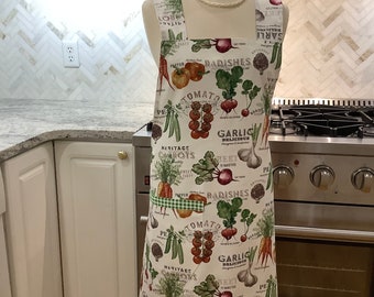 Size 4-12 Women’s Apron Cross-back Apron Pinafore Apron No Ties on Apron Great Baking Apron Colorful Vegetable Apron Ready to Ship