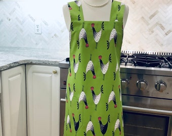 Size 4-12 Women’s Cross-back Apron Japanese Pinafore Apron No Ties on Apron Great Baking Apron Whimsical Canvas Apron - Ready to Ship