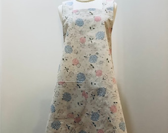 Size 10-12 Linen Apron Japanese Cross-back Apron Pinafore Apron No Ties on Apron Great Craft Apron or Baking Apron. Ready to Ship!