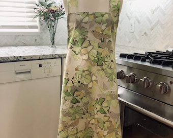 Size 10-12 Cotton/Linen Apron Japanese Cross-back Apron Pinafore Apron No Ties on Apron Bird Apron Great Craft Baking Apron. Ready to Ship