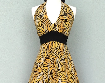 Flirty Chic Halter Apron in a Fun Animal Print Sexy Womens Kitchen Apron Fun and Flirty Apron - Ready to Ship