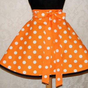 Flirty Chic Sweetheart Apron for Halloween in Orange and White Polka Dots Flirty Women's Kitchen Apron Fall Apron Ready to Ship image 3