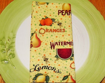 Lemon Napkin Orange Napkin - Set of 4, "16" x 16" Square Napkin Set Cloth Napkin - Dinner Napkin, Everyday Napkin Washable - Ready to Ship