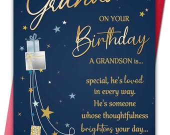 Carte d'anniversaire pour petit-fils, carte d'anniversaire à imprimer de la part de grand-mère et grand-père, cadeau touchant pour les grands-parents, carte souvenir de famille (téléchargement numérique)