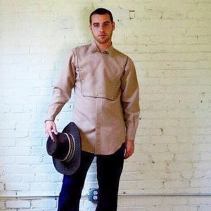Retro Cowboy • Rodeo Shirt • 1970s • Shield Front • Large • Pearl Snap Down • Long Tail Western Shirt • H Bar C California Ranchwear