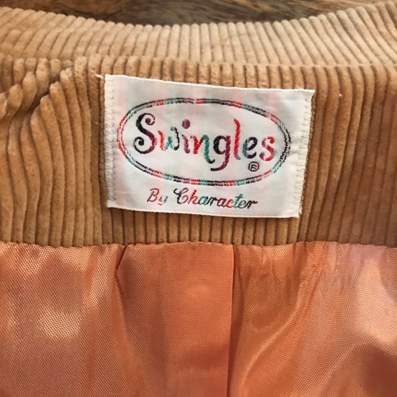 Corduroy Blazer 1970s Tan Tailored Western Jacket Princess Seams Swingles by Character NWT Fall / Autumn Outerwear image 5