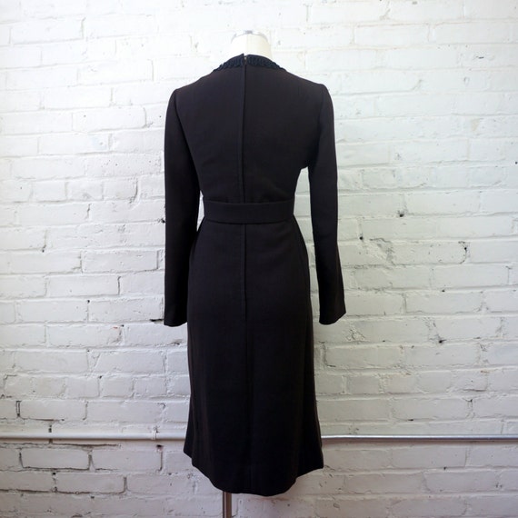 Brown Wool Sheath Dress • 1960s • Long Sleeve • B… - image 4
