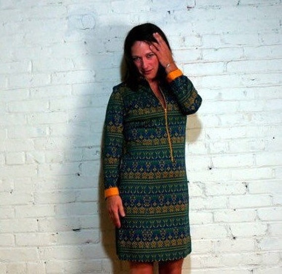 Jewel Tone Knit Dress • 1970s • Boho Shift • Long… - image 4