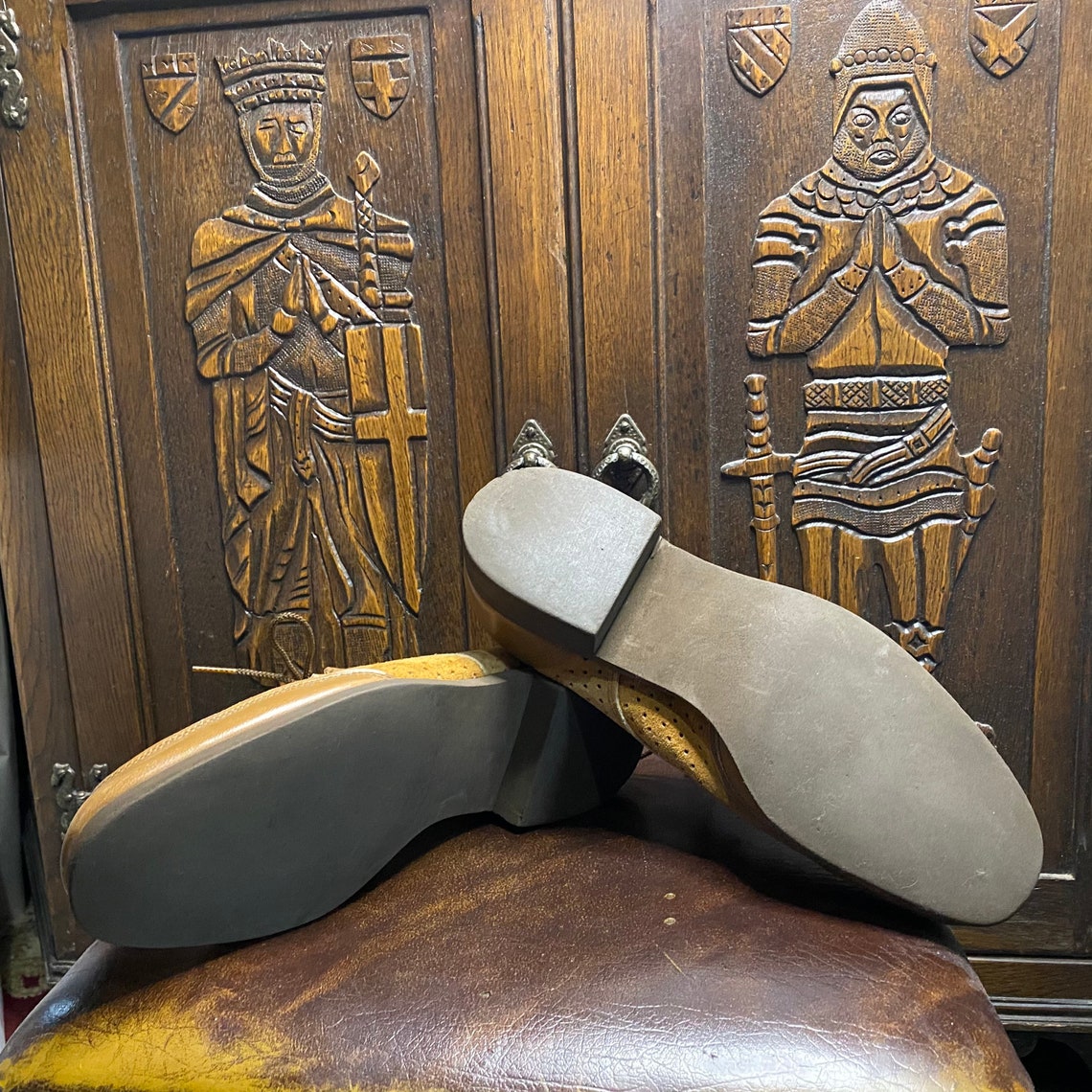 Hush Puppies Shoes 1960s Mens 9 Perforated Tan Brushed Etsy