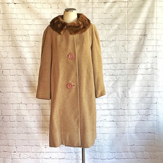 Women's Fall Slim Fit Cashmere Pea Coat, Khaki / XL