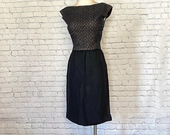 Little Black Dress • 1960s • LBD • Cocktail Dress • Illusion Lace Bodice • Deep V Back • 38 X 24/25 X 38 • Sexy Cocktail Dress • Bombshell