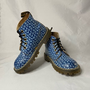 Jahrgang Dr Martens Stiefel • Noahs Arc • Docs • Kleinkind / Junior /Kleine Kinder • 11UK /10US • blau gestempelt Leder • Made in England • 1990er Jahre