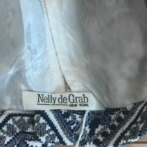 Snowflake Maxi Skirt Metallic Silver Blue & White Brocade 1970s Full Length Skirt Nelly De Grab Christmas Holiday NYE Formal image 4