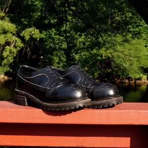 Vintage Brogues • Muro Welt • Steel Toe • Chunky Sole • Punk | Rockabilly • 1980s Shoes • Black Leather • Wingtips • US Women’s 8 • Unisex