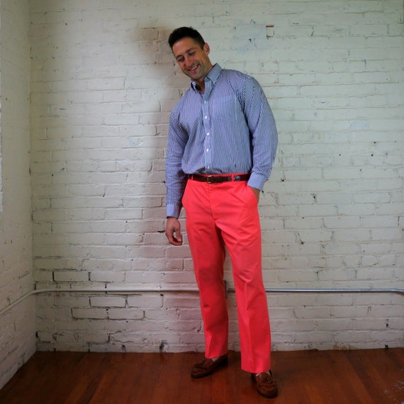 salmon pink chinos