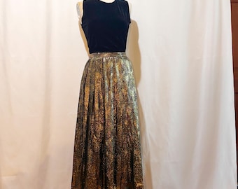 1980s Vintage Skirt • Metalic Paisley • Pleated Midi • Formal Cocktail Party • Lady M • Providence Rhode • Old School • Upscale • Retro 80s