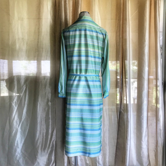 Striped Shirt Dress • 1970s Shirtdress • Drop Wai… - image 3