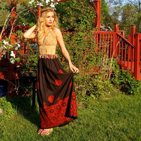 Vintage Indian Skirt • Adini • Bohemian Ethnic Max