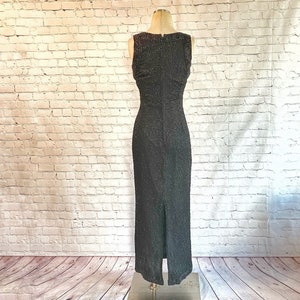 Beaded Sheath Dress 1980s Sheer Black Glass Beads on Silk New Years Eve NYE Formal Gown Special Occassion Heavily Beaded Trim image 5