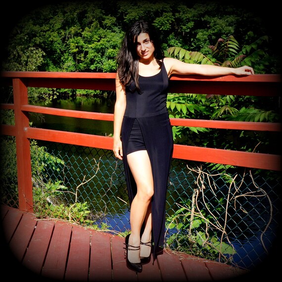 short playsuit with long skirt