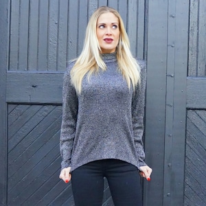 Metalltröja • 1950-talet • Tröjflicka • Svart glitter • Stickad tröja • Silverglittertopp • Långärmad • Polotröja • DonnKenny