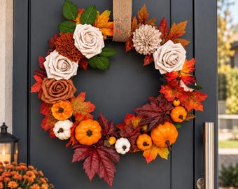 Herbst Türkranz | Herbstkranz | Rustikale Türkranz | Herbstdeco | Farmhouse Deco