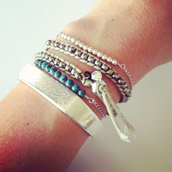 Items similar to Delicate Silver Chain and Bead Bracelet on Etsy