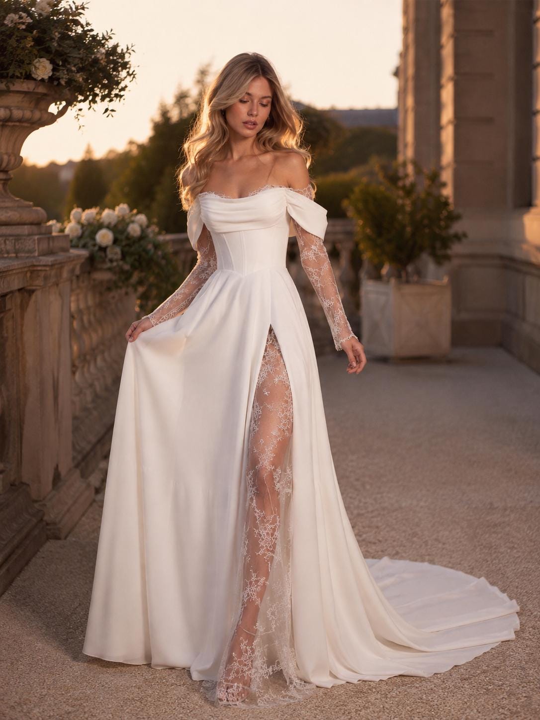 super high slit dress Gown extreme high cut dress