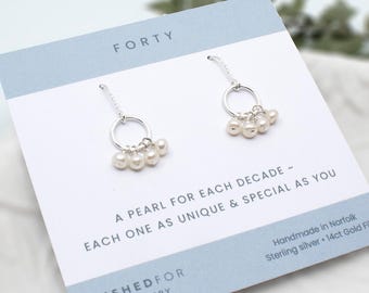 40th Birthday Pearl Earrings: Sterling Silver Freshwater Pearl Jewelry