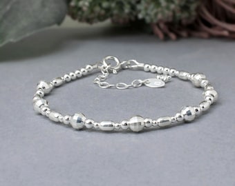 70th Birthday Bracelet, Sterling Silver 70 Gift for Her, Womens Seventy Bead Bracelet