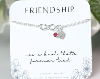 Personalised Friendship Infinity Knot Bracelet, Sterling Silver Bracelet | RUTH | Gift for Friend, Bestie Gift
