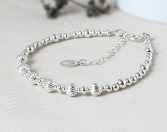 60th Birthday Bracelet, Sterling Silver 60 Gift for Her, 'EVIE', Womens 60th Jewellery Bead Bracelet, Optional Birthstone