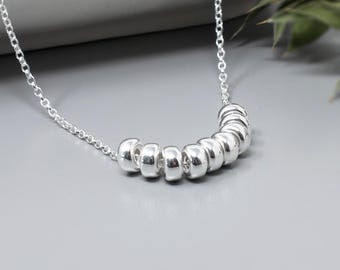 90th Birthday Necklace: Sterling Silver Beads for 9 Decades
